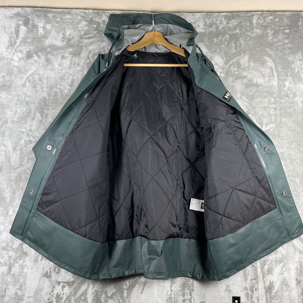 Helly Hansen Rain Jacket Mens M Green Mandal Quilted Lined Hooded Waterproof - Picture 5 of 13